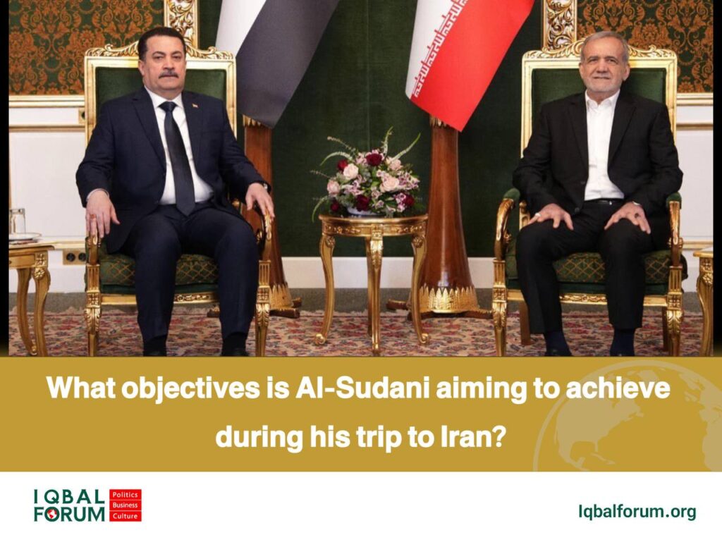 What objectives is Al-Sudani aiming to achieve during his trip to Iran?