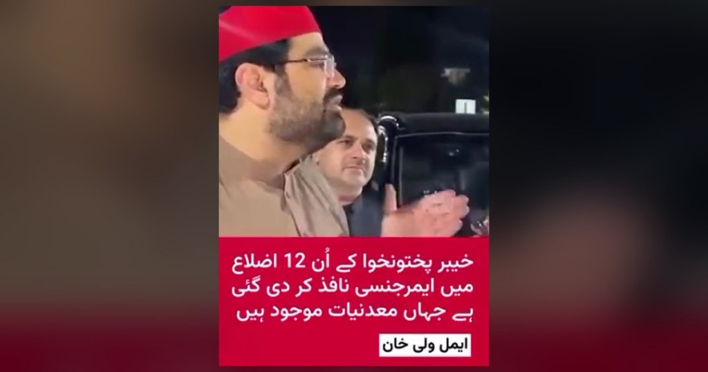 ایمل ولی خان: برقراری وضعیت اضطراری در خیبرپختونخواه توطئه‌ای برای تصاحب منابع معدنی است